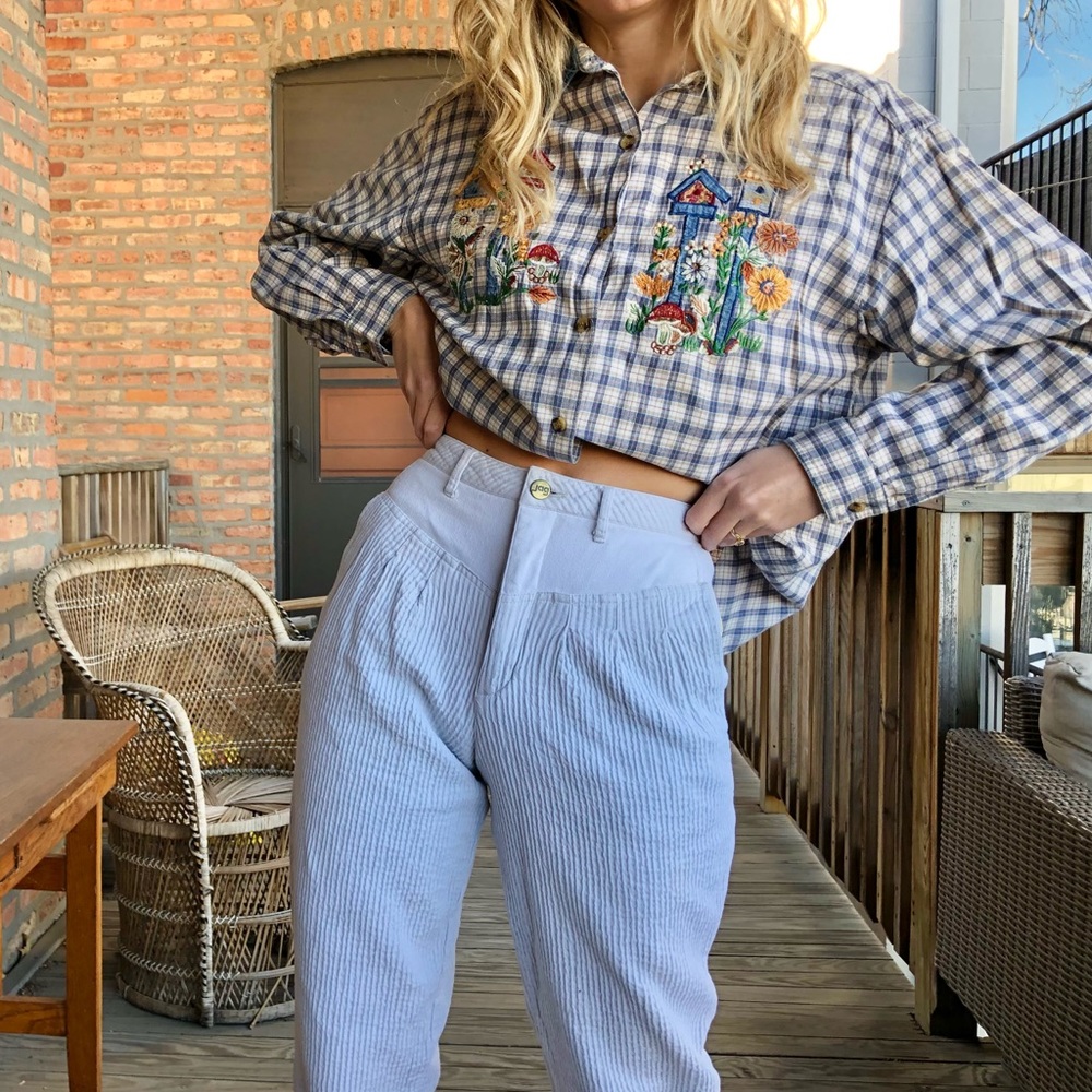 Vintage 90s Crushed Fabric Mom Jeans - Picture 1 of 6